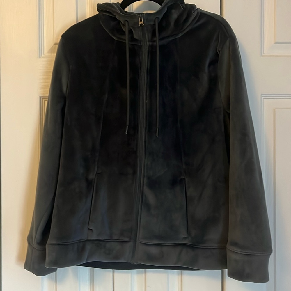 Time & Tru hooded velvety feel warm zipper jacket